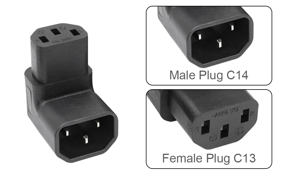 IEC C14 to C13 Adapter 90 degree