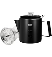 Vaolvpant No Coating 6 Cup Percolator Coffee Pot 304 Stainless Steel Moka Pot Stovetop Espresso M...
