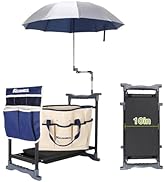 KELHOMECL Garden Kneeler and Seat with Umbrella, 2-in-1 Foldable Gardening Stool with Adjustable ...