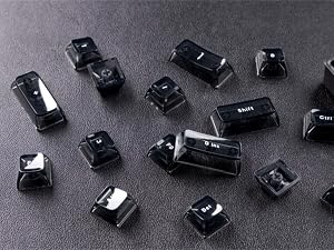 Black Grey Jelly keycaps, Shine Through Keyboard caps Clear Set,Ice Crystal Translucent Key caps