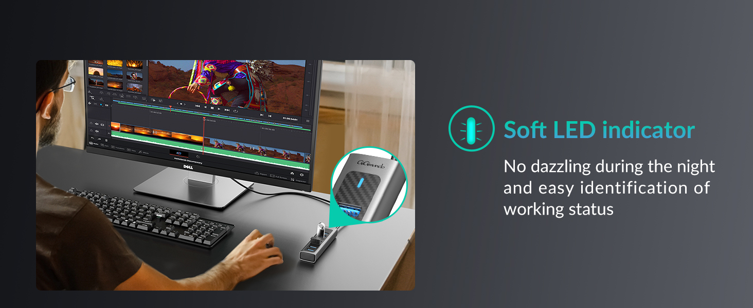 gigimundo gm7u 7 ports usb 3.0 hub with usb c power port for pc laptop mac-02-4