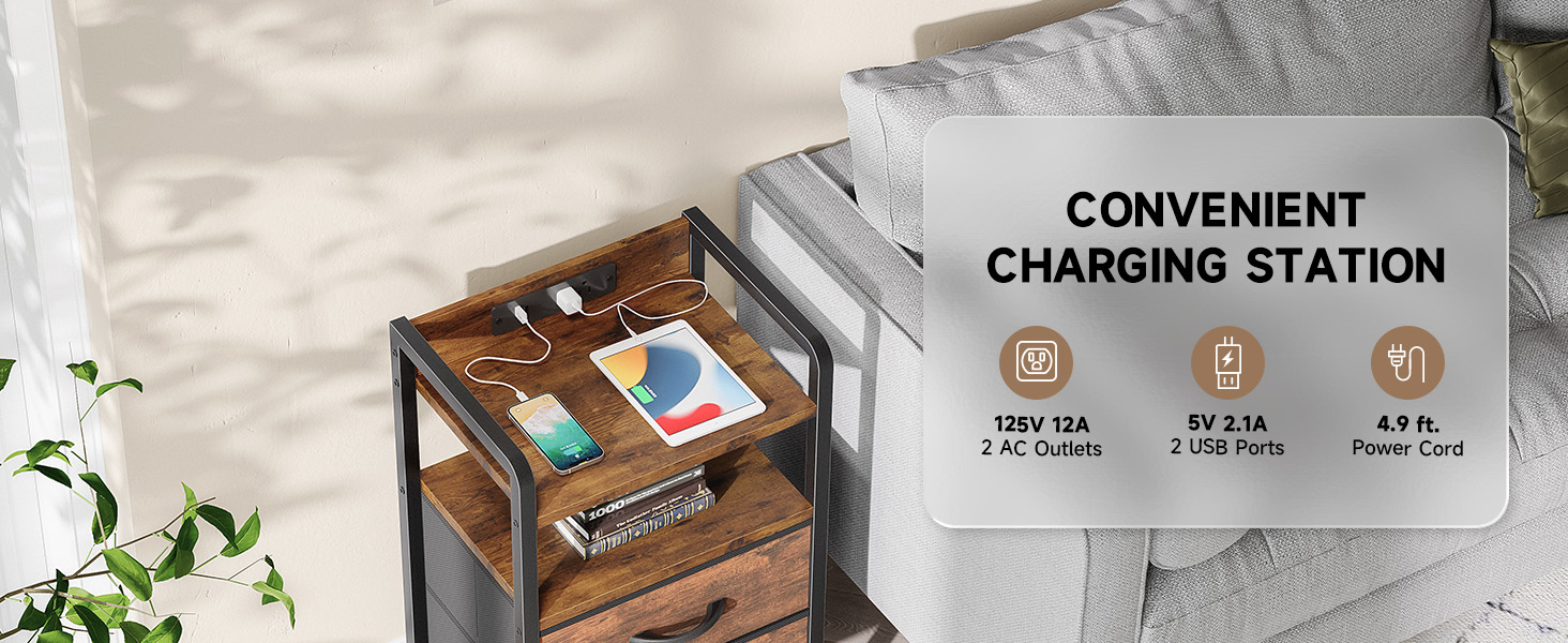 nightstands with charging station