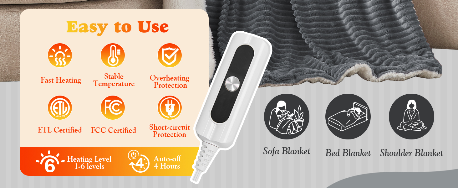 striped heated blanket