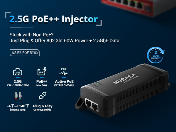 2.5Gb POE++ injector