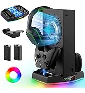 Cooling Fan Stand for Xbox Series S Console - Charging Station for Controller with RGB Light, MEN...