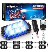 Nilight 8pcs Motorcycle RGB LED Strip Lights Kit Multi-Color Neon Waterproof Atmosphere Lights wi...