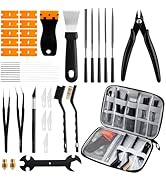 3D Printer Tools Kit 41-Piece Complete 3D Printer Accessories with Scrapers, Files, Tweezers, Bru...