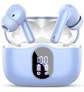 Wireless Earbuds, Bluetooth 5.4 Headphones Bass Stereo, Ear Buds with Noise Cancelling Mic, LED D...