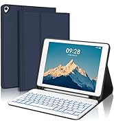 BORIYUAN iPad 9th 2021/8th/7th Generation Keyboard Case, 7 Colors Backlit Detachable Keyboard Fol...