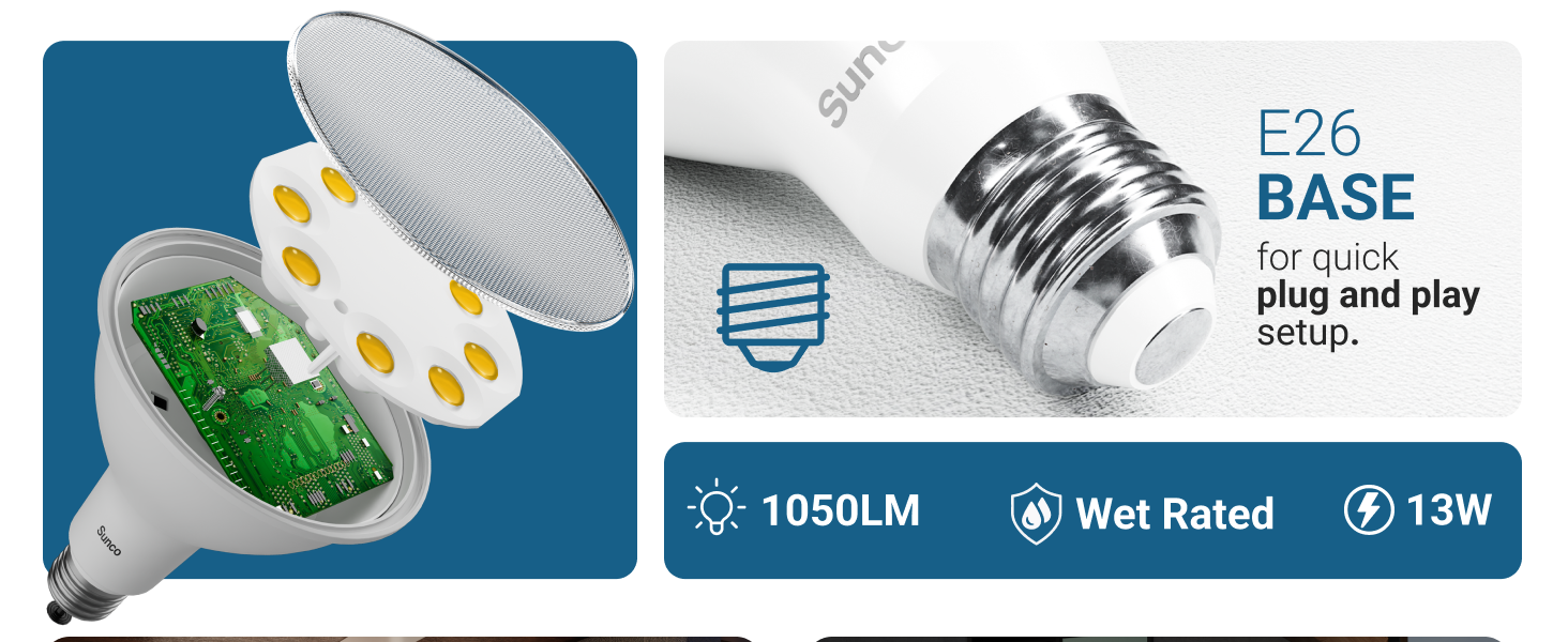 E26 BASE for quick plug and play setup.