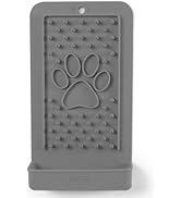 Dexas Snack &amp; Distract Licking Mat with Catch Tray for Dogs and Cats-5"x 9", Light Gray. Sticks t...