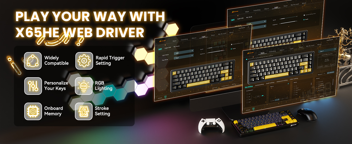 ATTACK SHARK X65 HE Hot Swapped RT Mechanical Gaming Keyboard with web driver for Esport Gamers