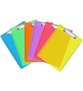 Plastic Clipboards, PANDRI 6 Pack Clear Colored Clipboards, Low Profile Clip Board 12.5 x 9 Inch ...