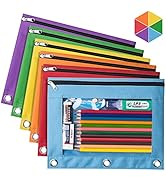 Forvencer 6Pack Pencil Pouches for 3 Ring Binder, Smooth Zipper 3 Ring Binder Pencil Pouch, Multi...