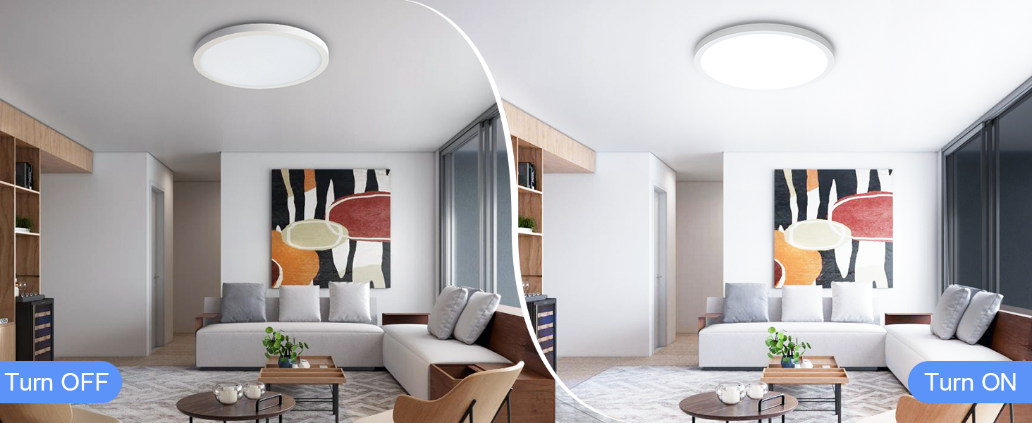 turnj on and turn off the super thin ceiling light daylight white