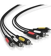VTOP 3ft Triple RCA AV Cable – Composite Video &amp; Stereo Audio Cable with 3 Color-Coded RCA Connec...