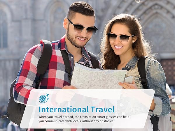 smart translation glasses with AI, bluetooth blue light glasses perfect for international travel