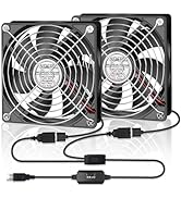 Wderair 120mm Computer Case 5V USB Powered Fan, Small Silent Flat Cooler with Speed Controller fo...