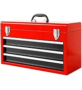 BIG RED Metal Tool Box, 20.5-inch, Portable Metal Tool Box with 4 Drawers, Small Tool Chest with ...