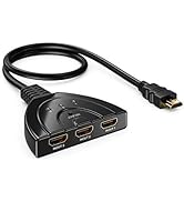 Dingsun HDMI Switch, Dignsun 3 Port HDMI Switch with Pigtail Cable Supports Full HD 4K and 3D Vid...