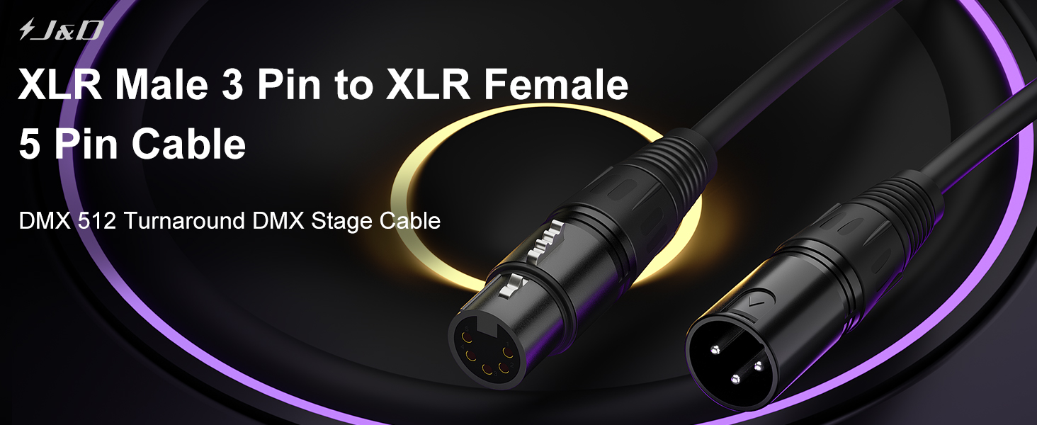 xlr cables,xlr cable,xlr,XLR Male 3 Pin to XLR Female 5 Pin Cable,DMX 512 Turnaround DMX Stage Cable