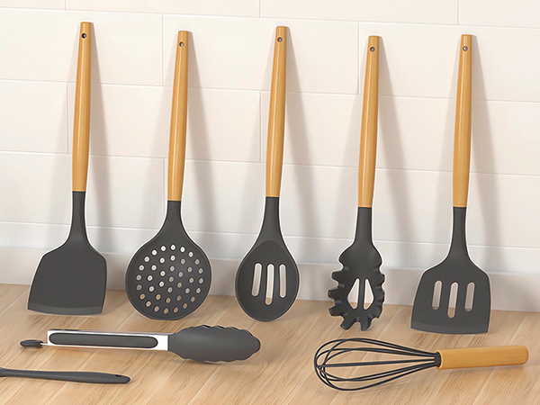 grey cooking utensils