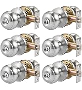 6pcs Door Knob with Lock &amp; 3 Keys, 60/70mm Adjustable Latch Exterior Door Deadbolt Lock Set, Silv...
