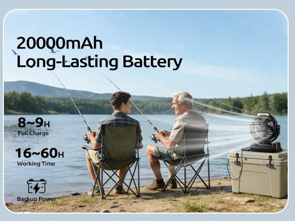 portable battery powered fan for camping outdoor patio rechargeable tent
