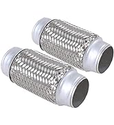 FGJQEFG 2PCS Exhaust Flex Pipe Stainless Steel Double Braid 2" x 6" Long Heavy Duty