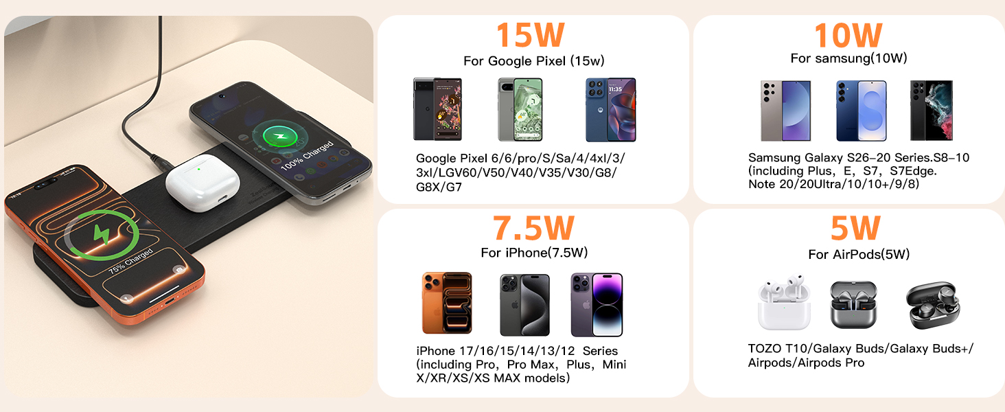 wireless charger pad magnetic foldable office travel iphone 17 16 15 samsung galaxy s26 s25 s24