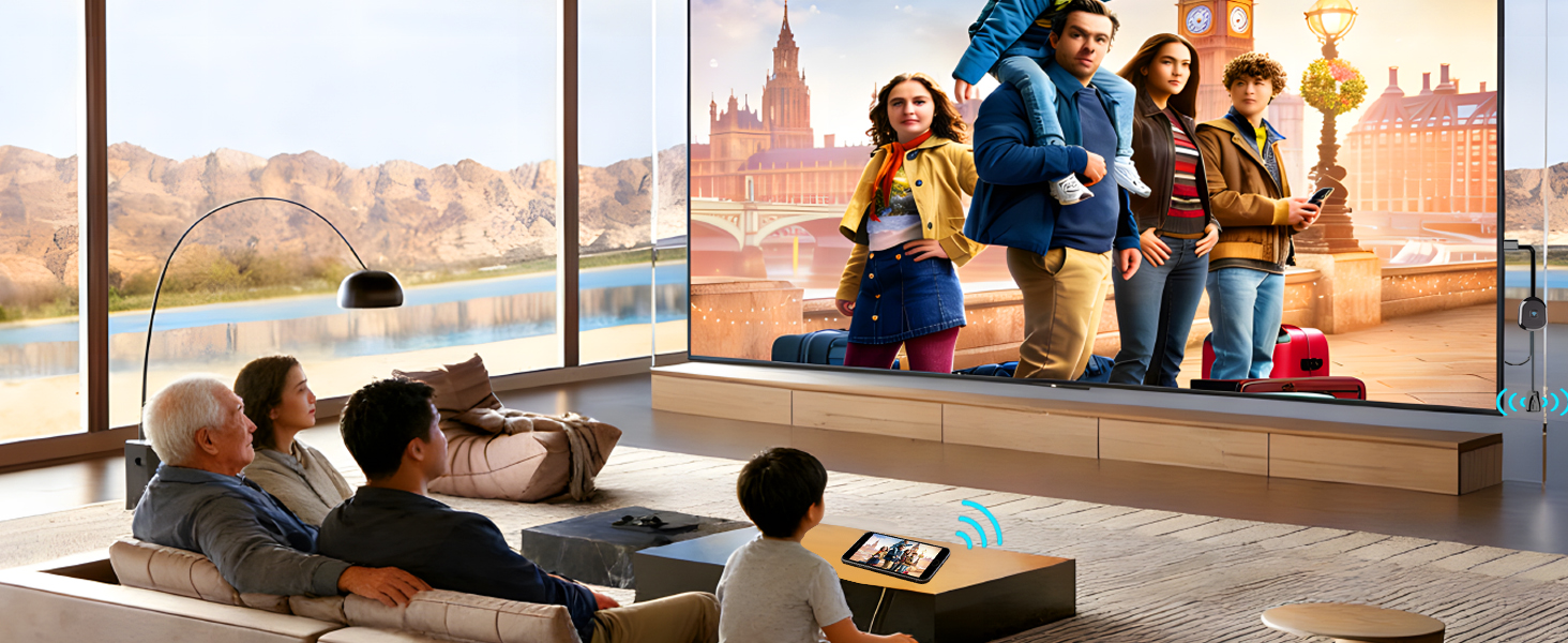 Wireless HDMI Adapter for Home Theater, Streaming Movie Video from Phone to TV for Family Party