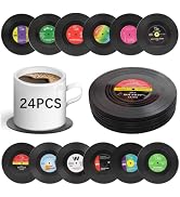 24 PCS Fun Vintage Vinyl Record Coasters,Bars? Birthdays, Parties Cool Coaster Music Lovers Color...