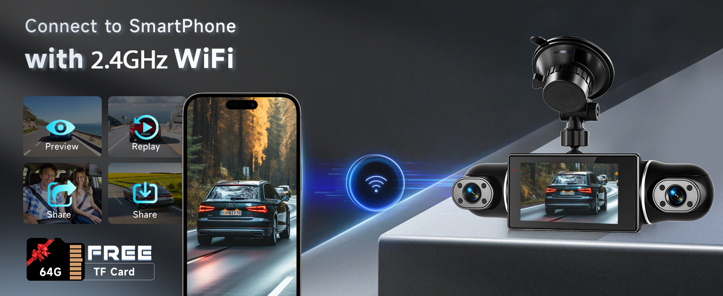 360 Degree View 4 Channel Dash Cam Front and Rear