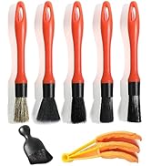 AOCISKA 7PCS Soft Car Detailing Kit,5 Boar Hair Car Detail Brush,1 Arc Design Car Interior Cleani...