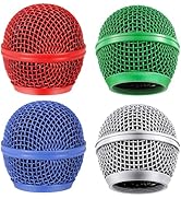 Facmogu 4PCS Mesh Microphone Heads, Beta58A Microphone Head Replacement, Microphone Grille Ball H...