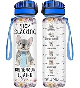 34HD French Bulldog Time Marker Stop 32 oz Water Bottle, Birthday Surprise