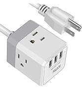 Power Strip, POWSAV Extension Cord with 3 USB Ports(Smart 3.0A Total) and 3-Outlet Extender, 5 Fe...