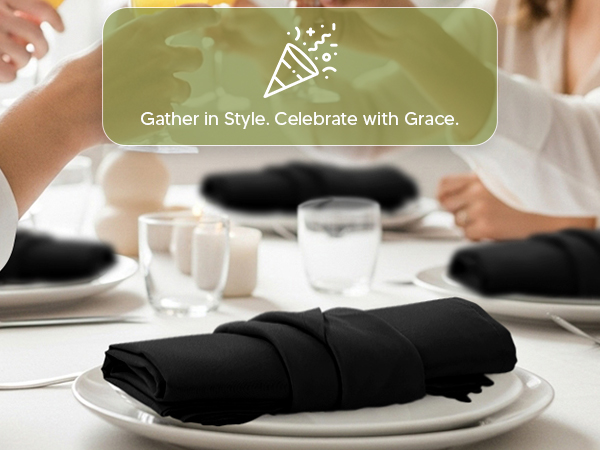 black cloth napkins kitchen dinner table ocassion events party decoration wedding christmas newyear 