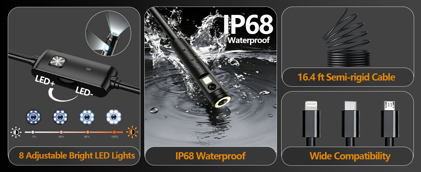 borescope camera with light