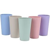 LuckyZone Wheat Straw Unbreakable Cup | 20 oz Reusable Water Drinking Glasses Sets of 5 | Lightwe...
