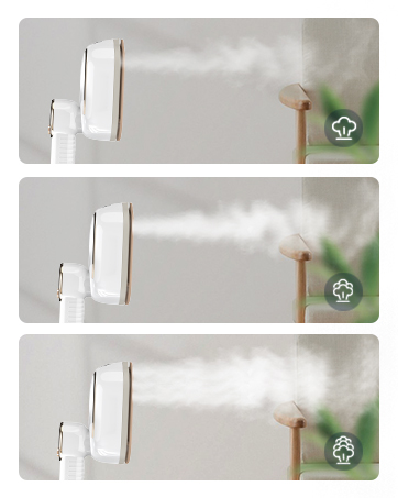 Three identical frames showing small wall-mounted white device with green circular indicator light, demonstrating smoke or vapor detection