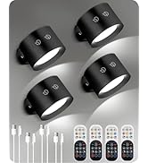 GOEBLESON Battery Operated Wall Sconces 4 Pack, Rechargeable Wall Sconce with Remote Control, 3 C...