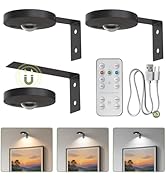L LOHAS LED Black Wireless Picture Lights for Wall, 3 Pack Magnetic Rechargeable 1200mAh Battery ...
