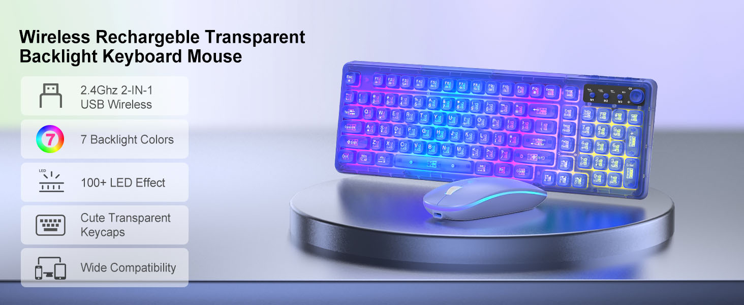 blue wireless keyboard and mouse combo