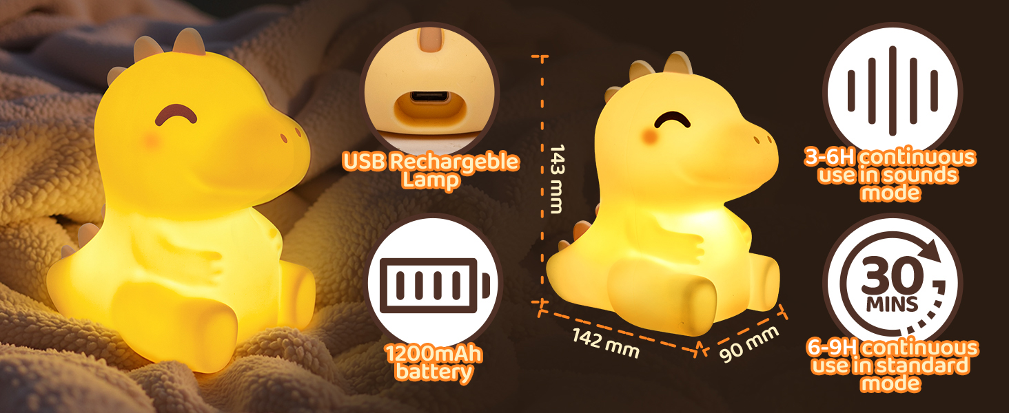 Rechargeable Lamp silicone night light kids night light dinosaur night light dinosaur light dino