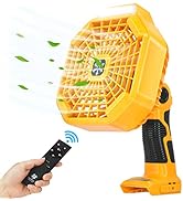YEX-BUR Portable Fan with Remote for Dewalt 20v 60v Battery, Battery Operated Fan with LED Light,...