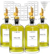 Lubise Glass Olive Oil Dispenser Bottle for Kitchen, Cooking Oil and Vinegar Dispenser Set of 4, ...