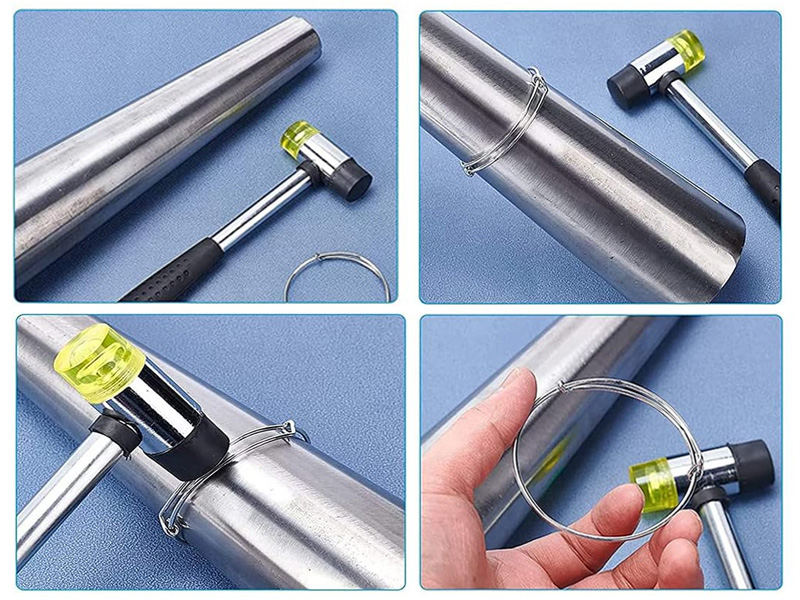 The small rubber mallet comes with two types of hard plastic and soft rubber hammer heads.