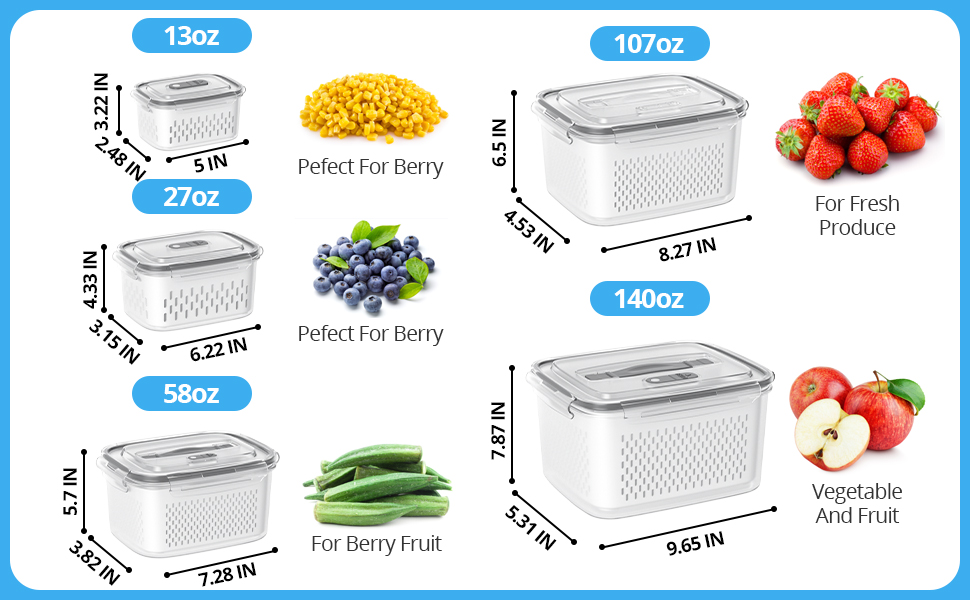 5 CONTAINERS IN VARYING SIZES (Ranging From 13oz To 140oz)