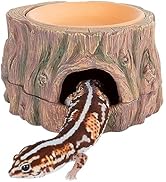 CAVACHEW 3 in 1 Reptile Hide Cave with Detachable Base &amp; Humidity Dish, Essential Tank Terrarium ...